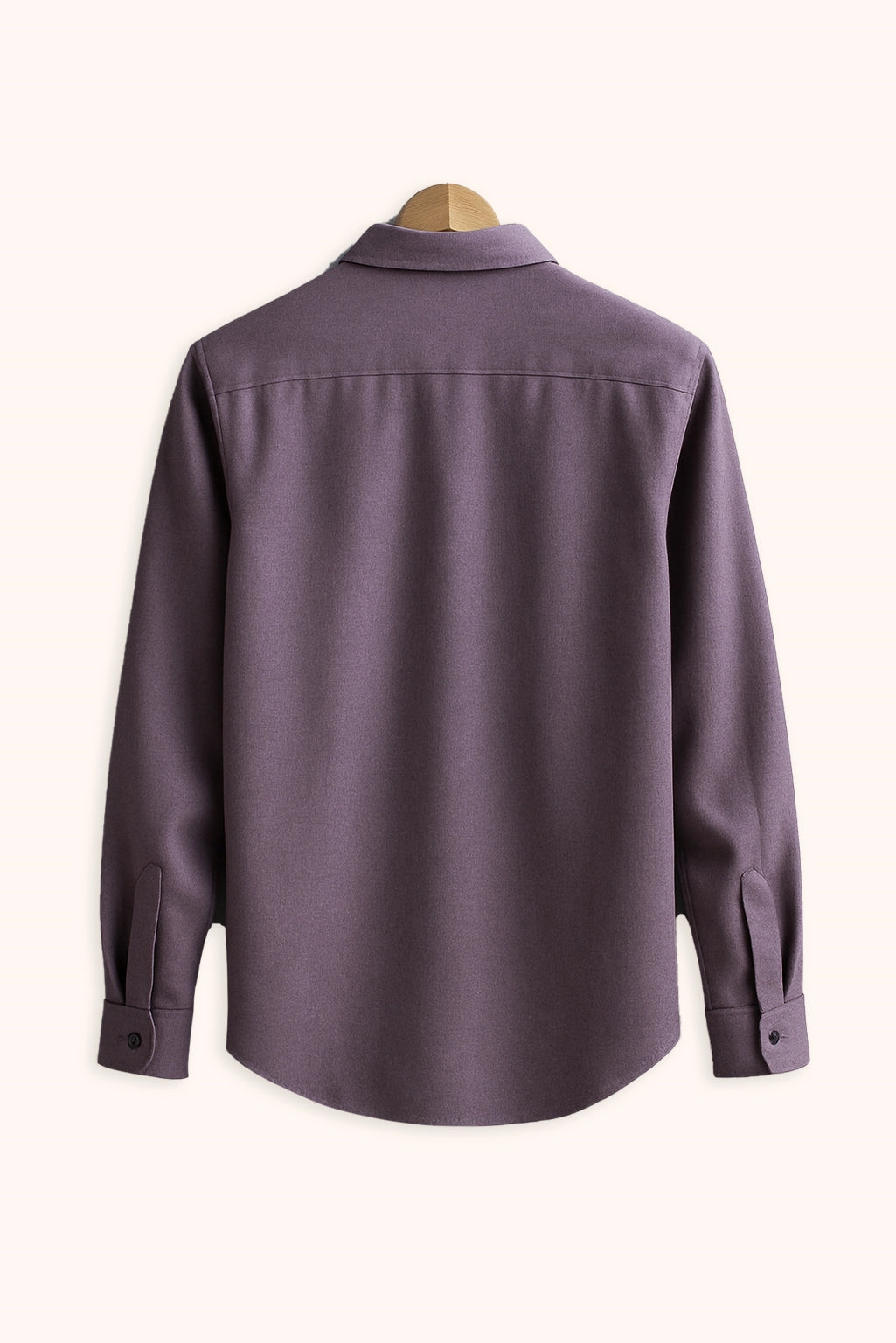 Men Spring And Summer Solid Color Loose Casual Long-Sleeved Shirt Purple Color