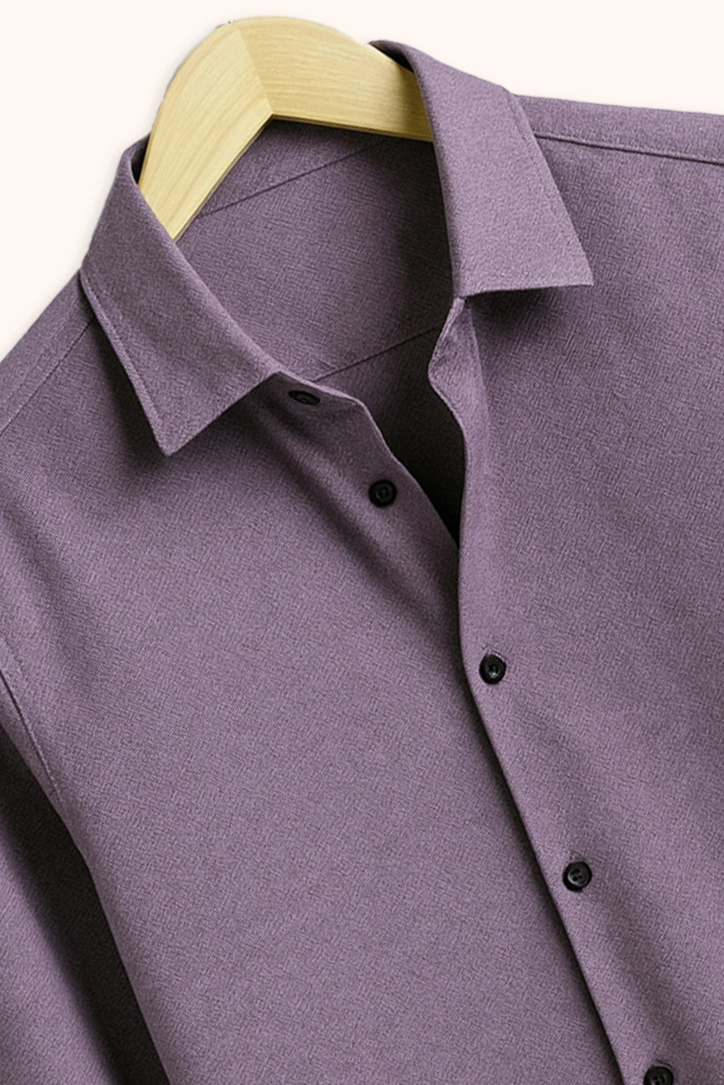Men Spring And Summer Solid Color Loose Casual Long-Sleeved Shirt Purple Color