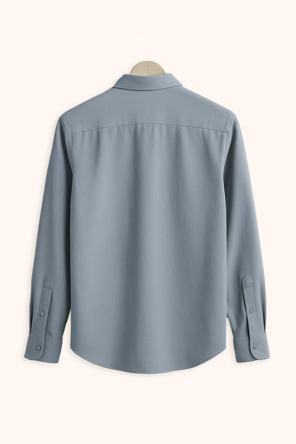 Men Spring And Summer Solid Color Loose Casual Long-Sleeved Shirt Sky Blue Color