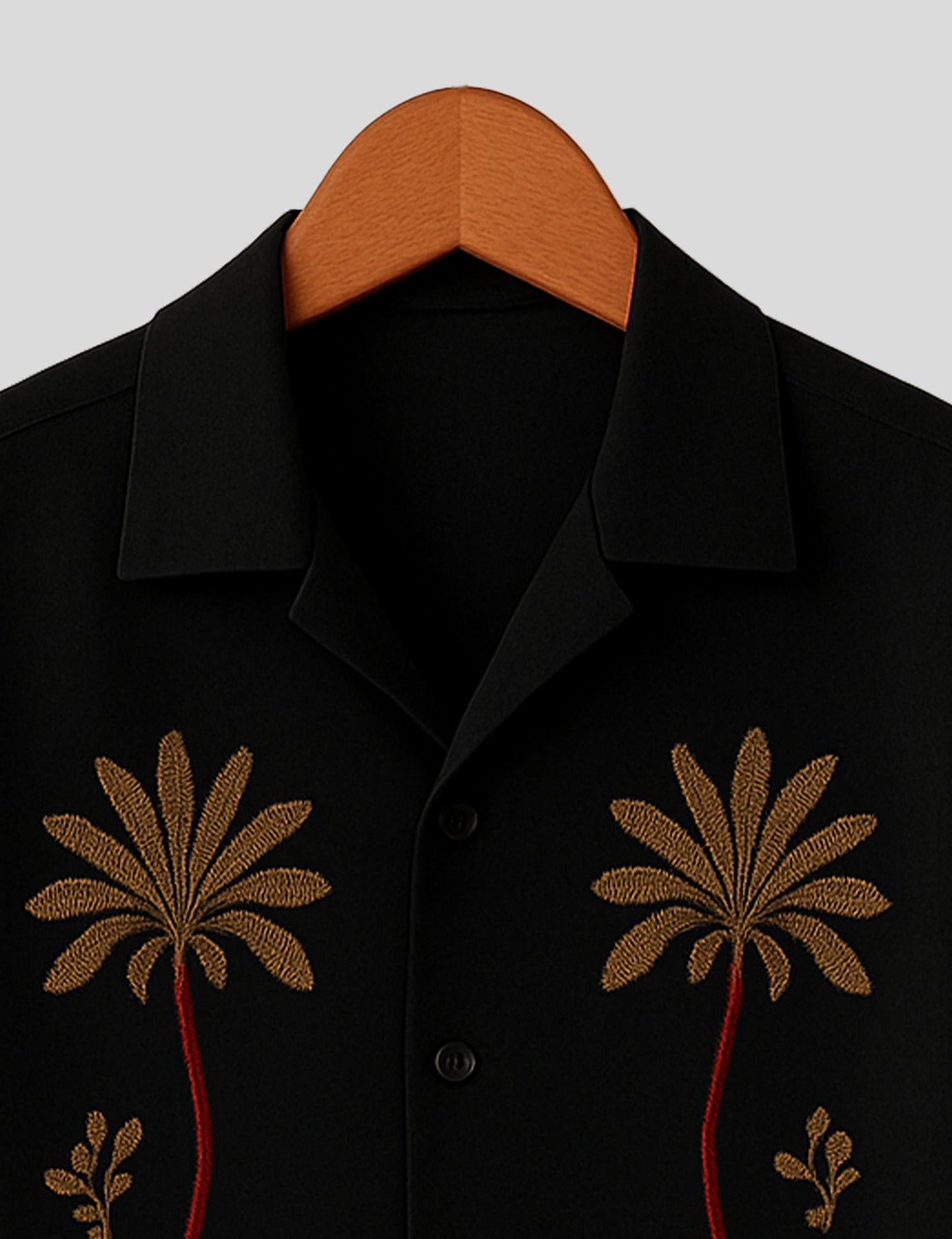 Black Coconut Tree Printed Mens Premium Cotton Half Sleeve Shirt - XPST