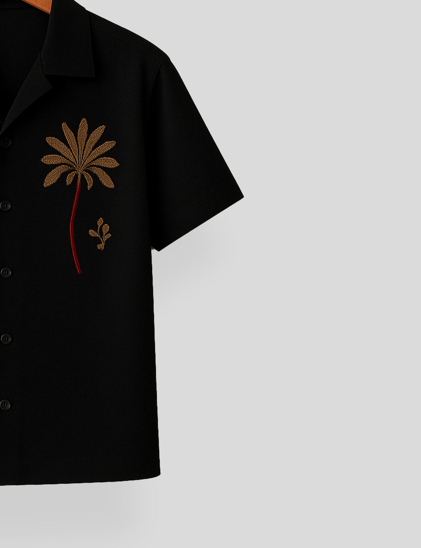Black Coconut Tree Printed Mens Premium Cotton Half Sleeve Shirt - XPST