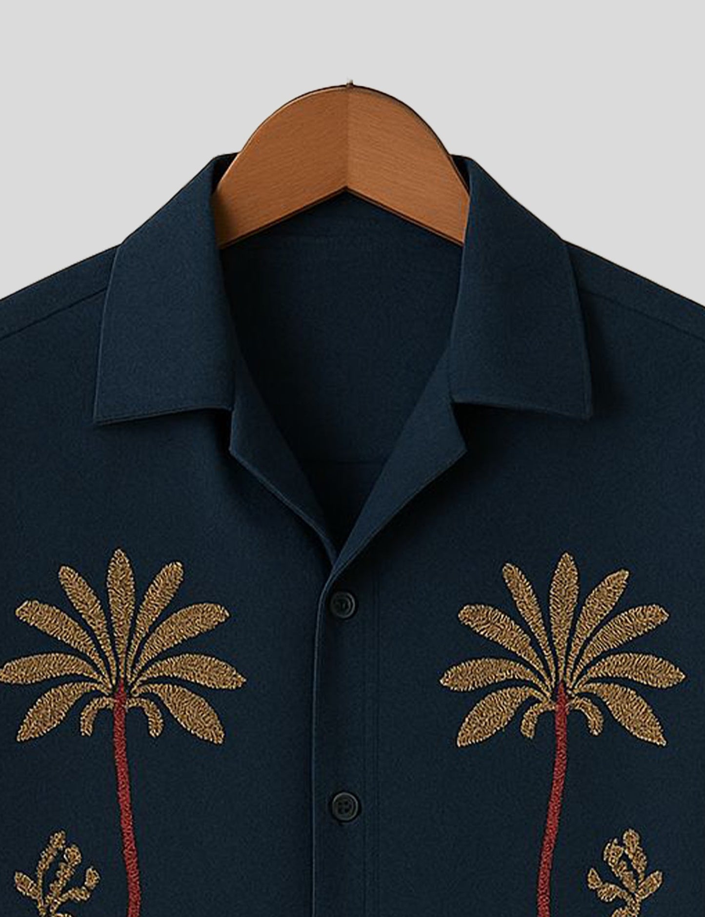 Blue Coconut Tree Printed Mens Premium Cotton Half Sleeve Shirt - XPST