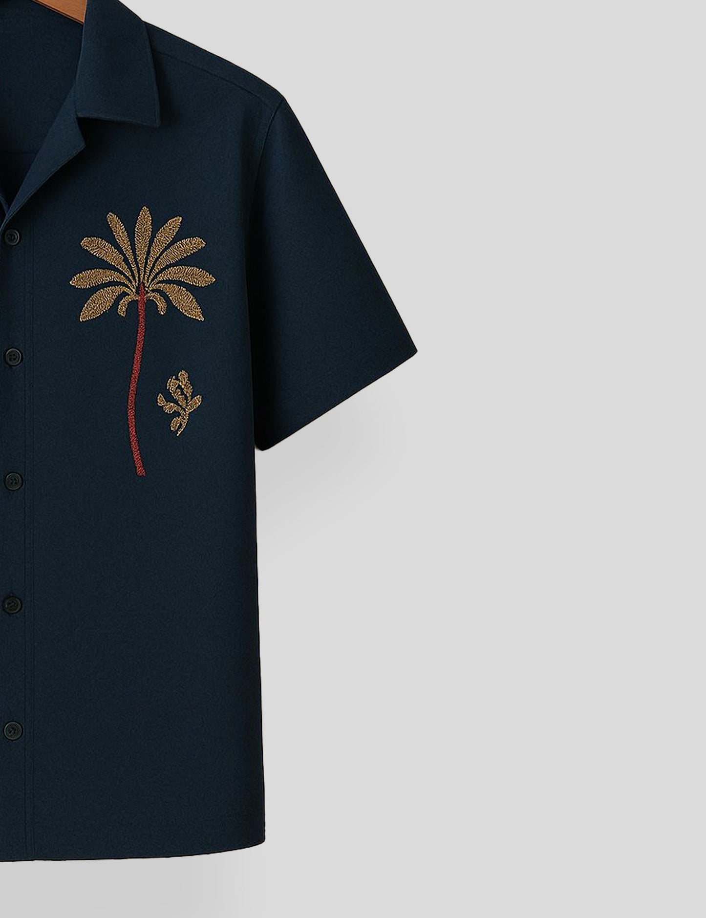 Blue Coconut Tree Printed Mens Premium Cotton Half Sleeve Shirt - XPST