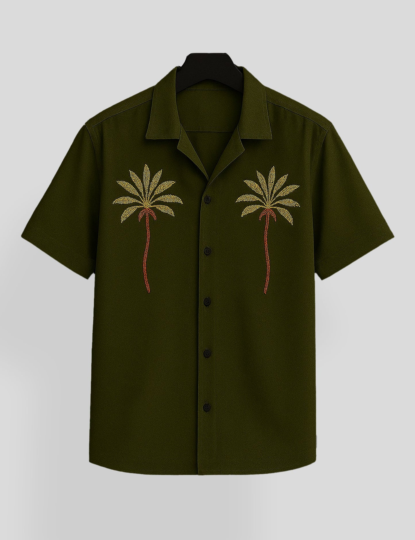 Green Coconut Tree Printed Mens Premium Cotton Half Sleeve Shirt - XPST