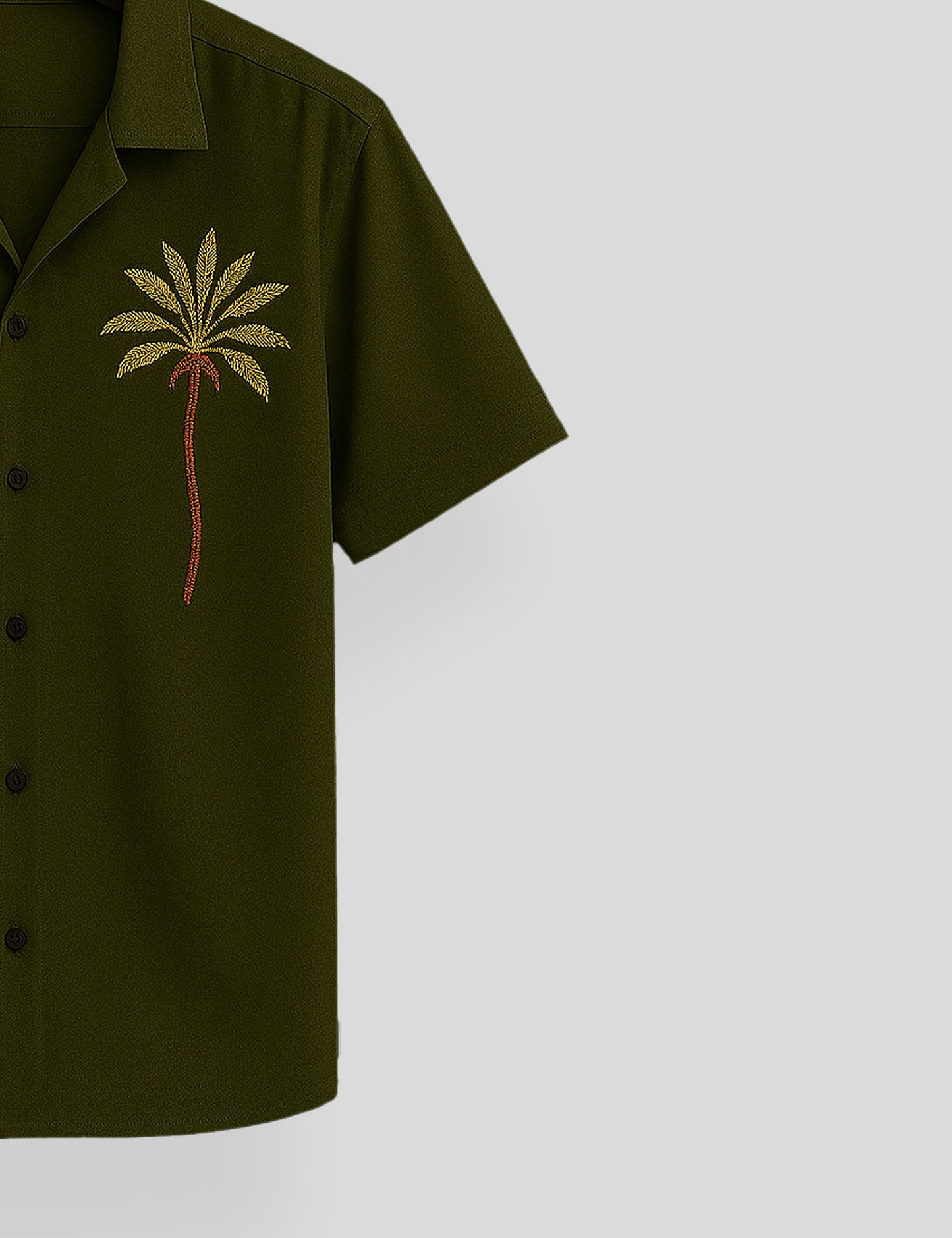 Green Coconut Tree Printed Mens Premium Cotton Half Sleeve Shirt - XPST