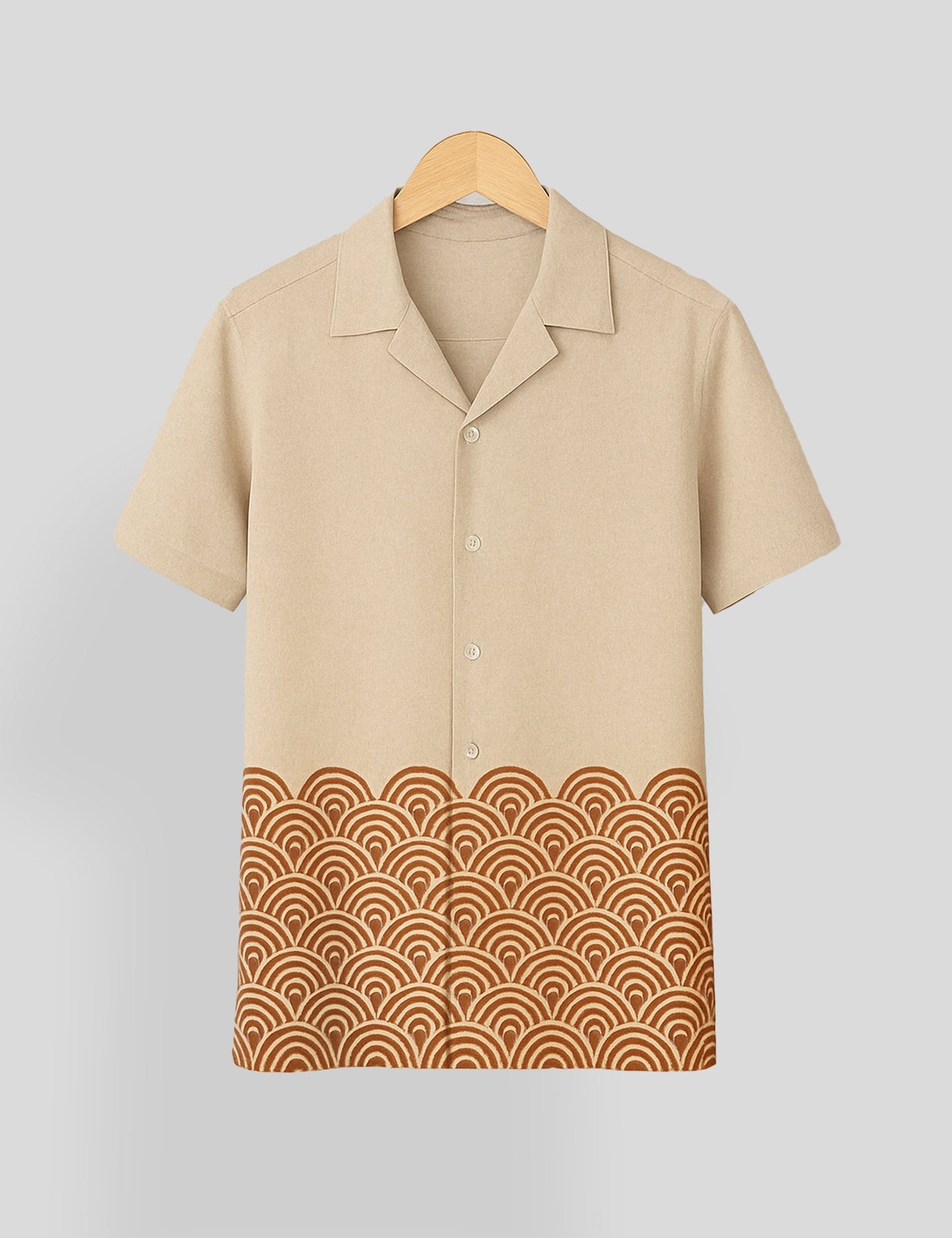 Brown Mandala Mens Cotton Comfort Half Sleeve Shirt - XPST