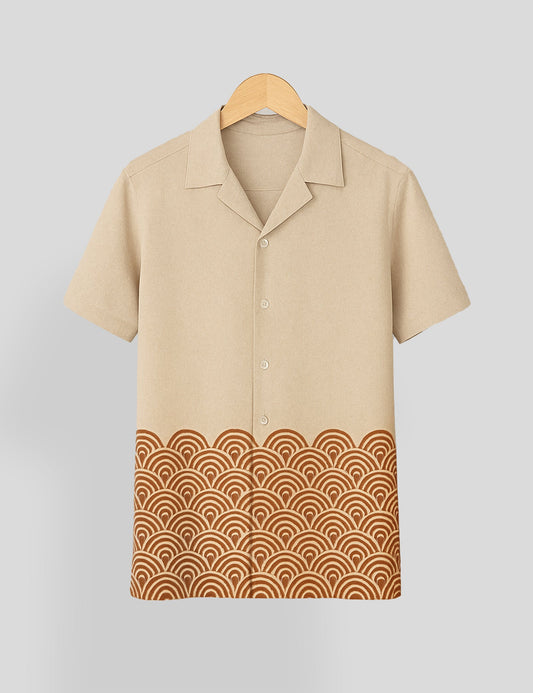 Brown Mandala Mens Cotton Comfort Half Sleeve Shirt - XPST