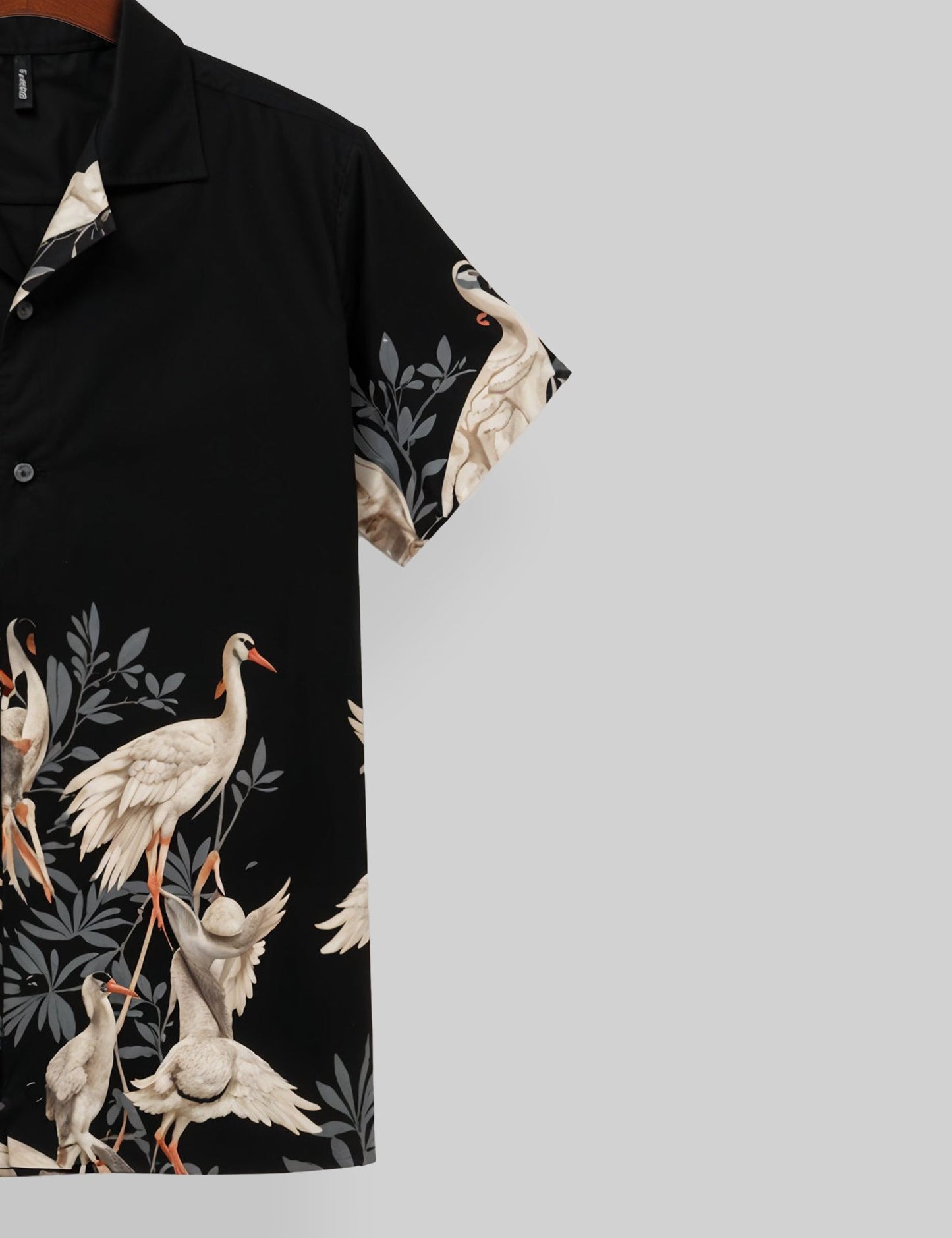 Black Flamingo Printed Classic Half Sleeve Shirt for Men Soft Cotton - XPST