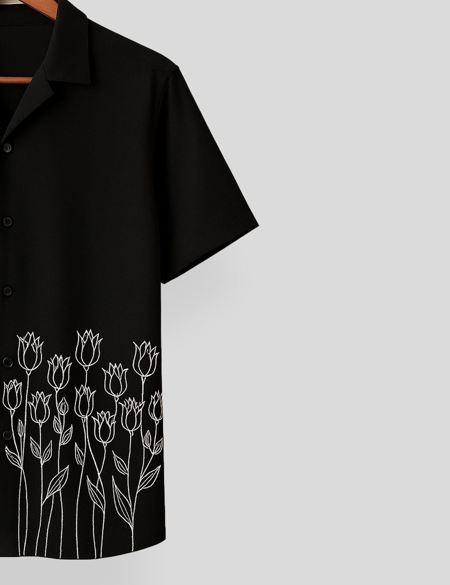Black Rose Printed Mens Everyday Cotton Shirt Half Sleeves in Fresh Colors - XPST