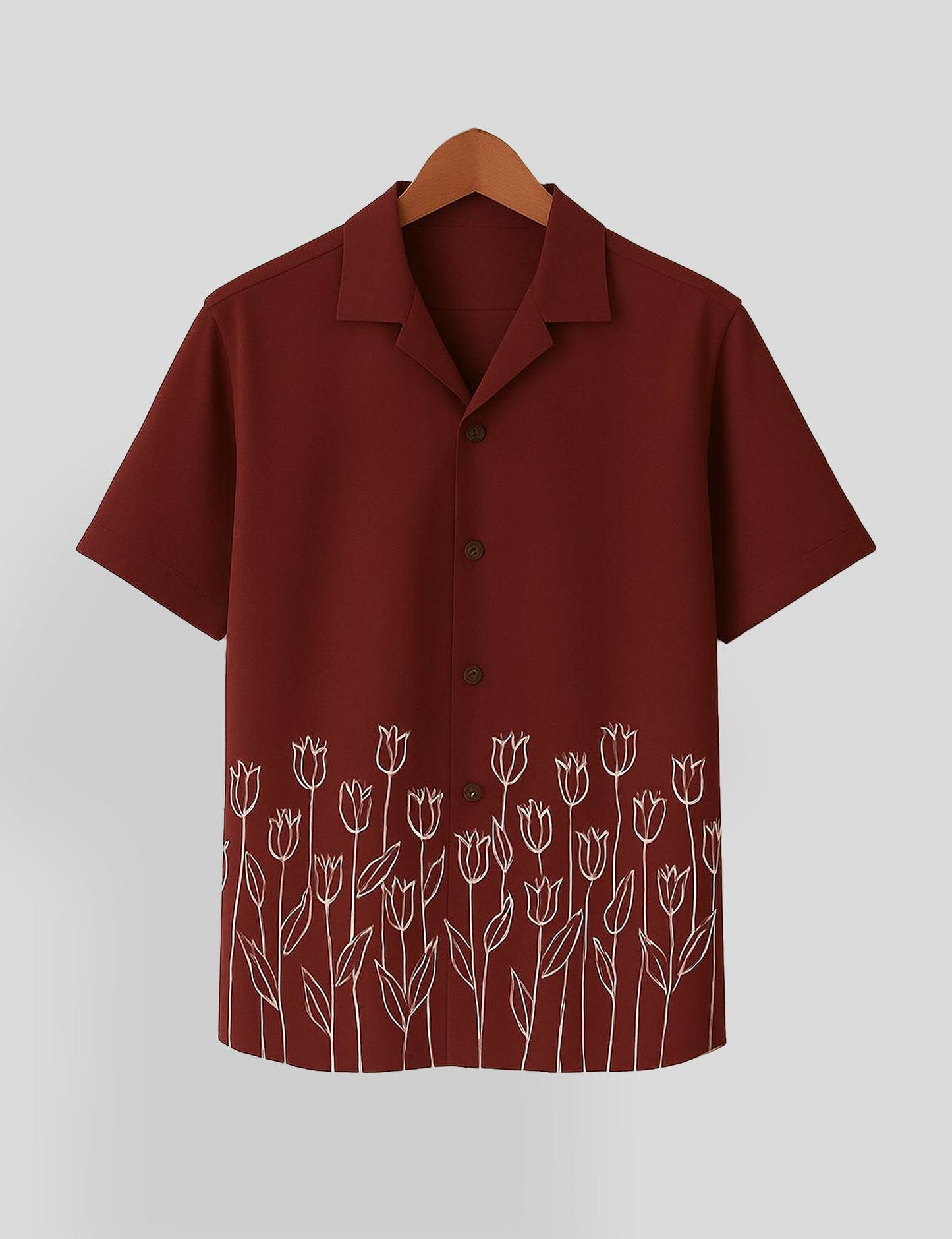 Maroon Rose Printed Mens Everyday Cotton Shirt Half Sleeves in Fresh Colors - XPST