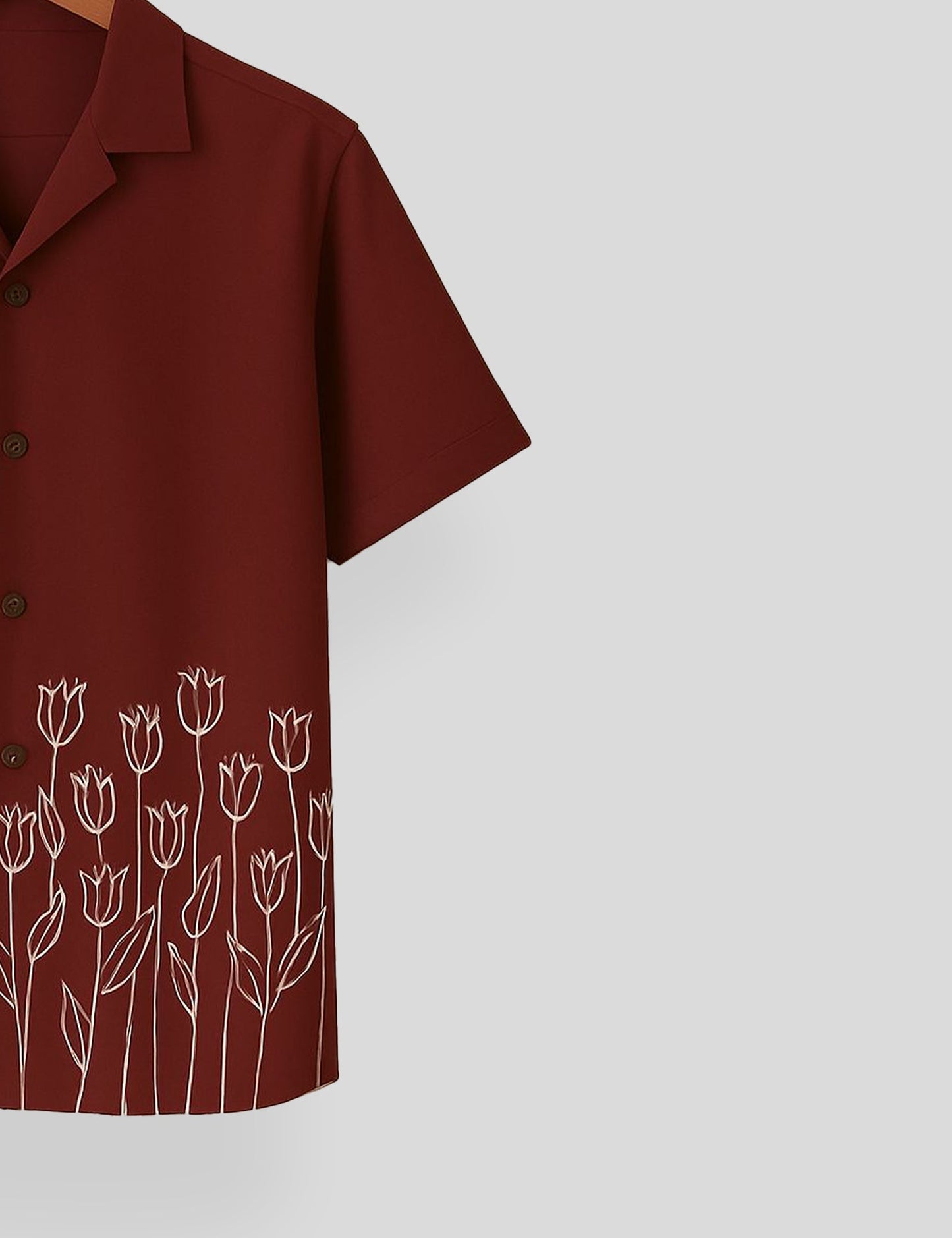 Maroon Rose Printed Mens Everyday Cotton Shirt Half Sleeves in Fresh Colors - XPST