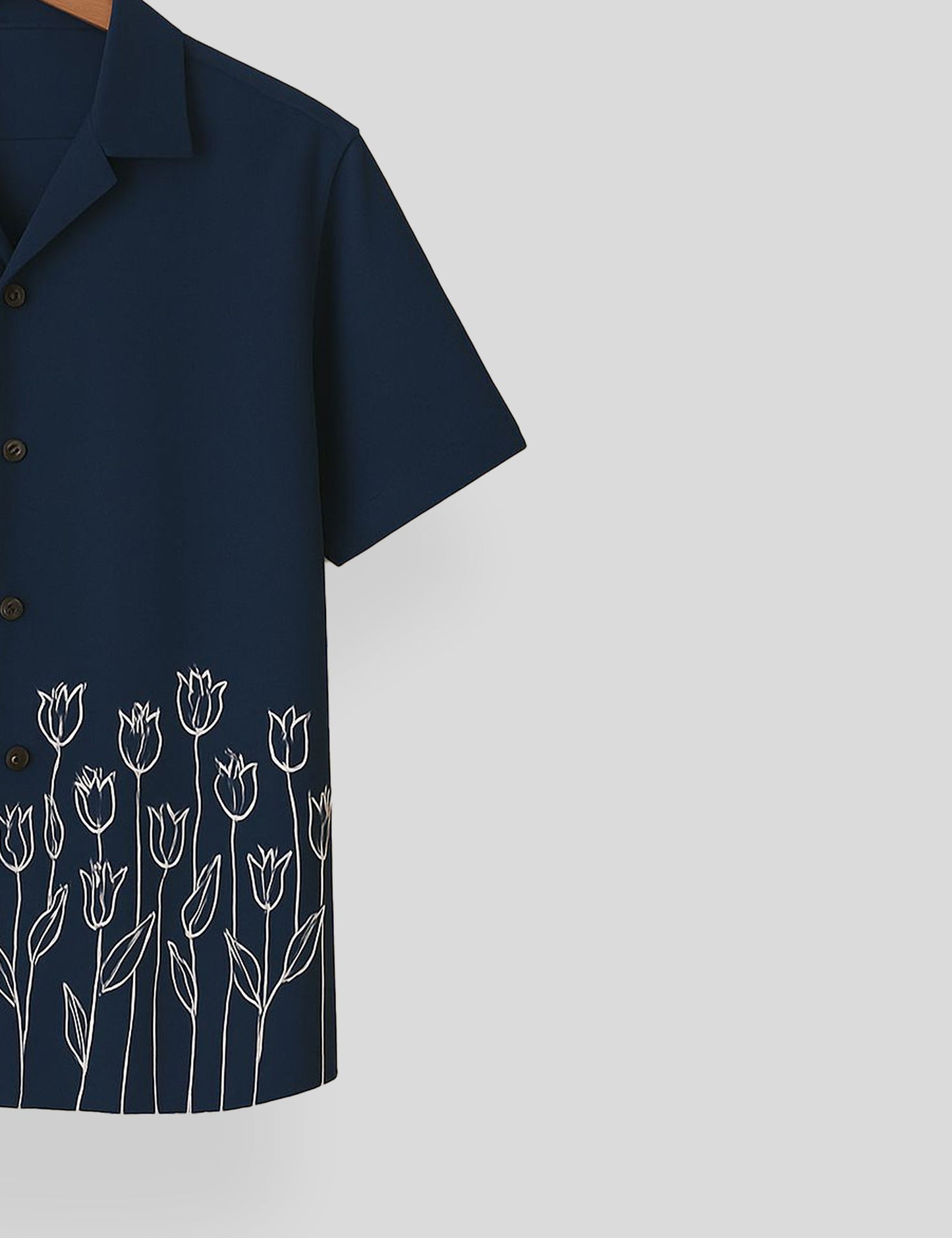 Navy Blue Rose Printed Mens Everyday Cotton Shirt Half Sleeves in Fresh Colors - XPST