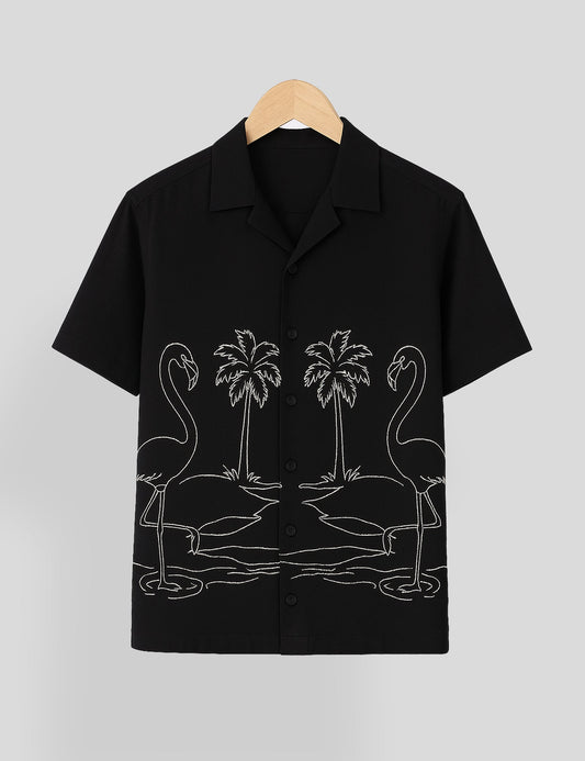 Black Swan Printed Essential Cotton Half Sleeve Shirt for Men Available in Multiple Colors - XPST