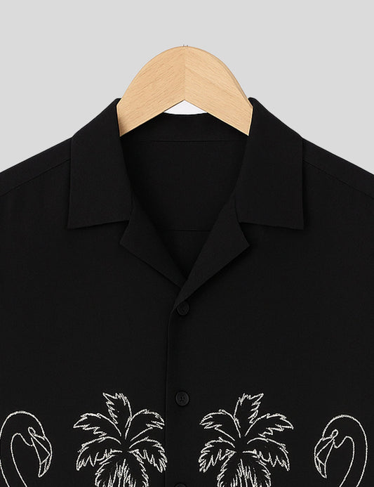Black Swan Printed Essential Cotton Half Sleeve Shirt for Men Available in Multiple Colors - XPST