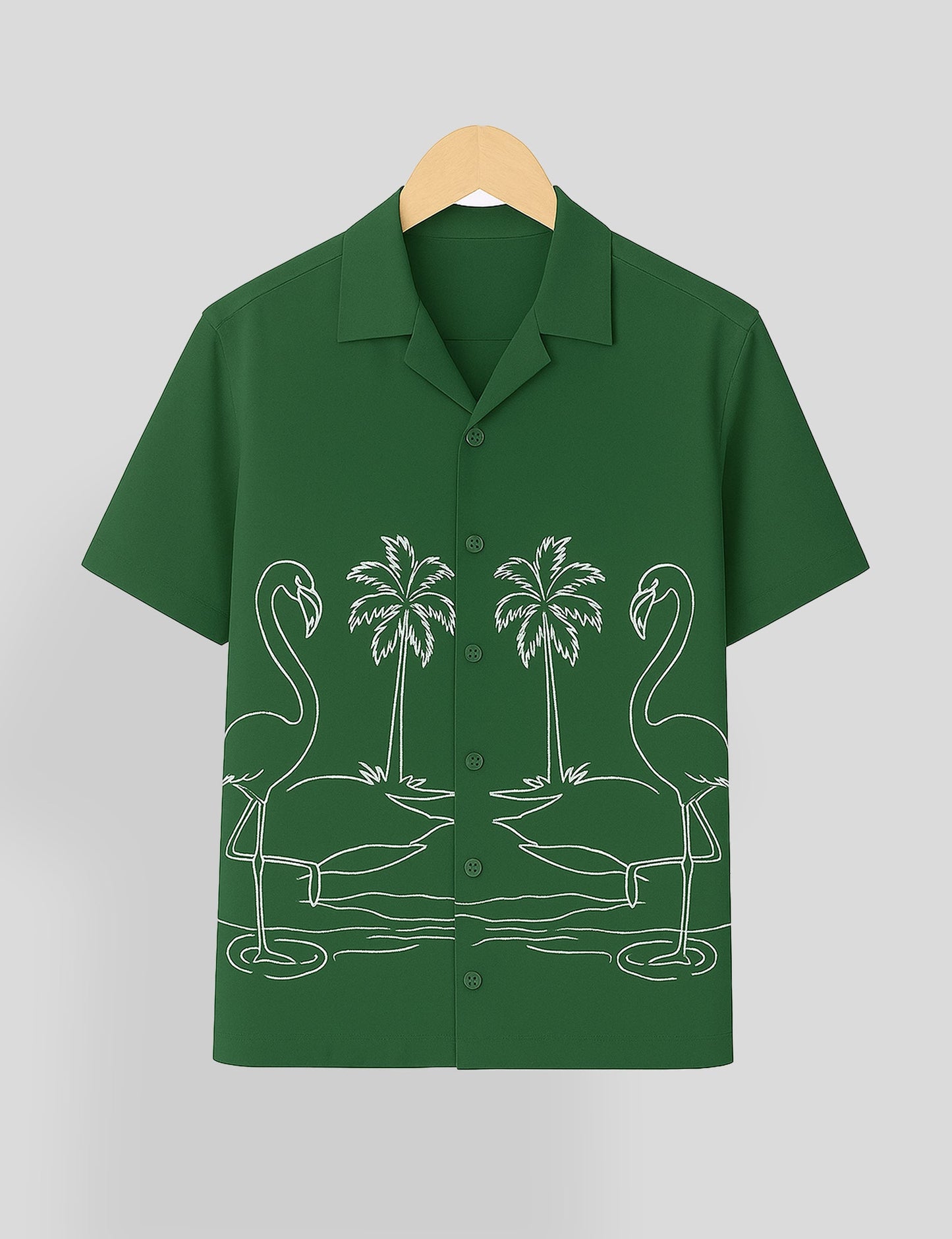 Green Swan Printed Essential Cotton Half Sleeve Shirt for Men Available in Multiple Colors - XPST