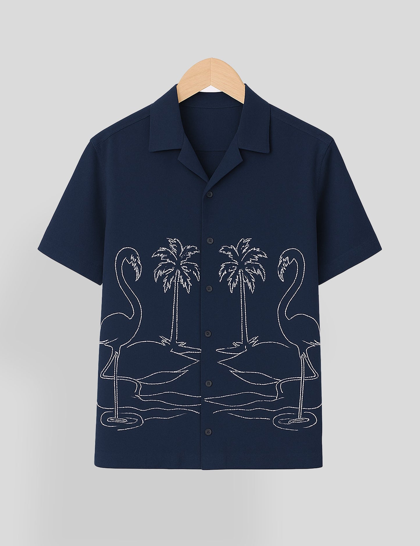 Navy Blue Swan Printed Essential Cotton Half Sleeve Shirt for Men Available in Multiple Colors - XPST