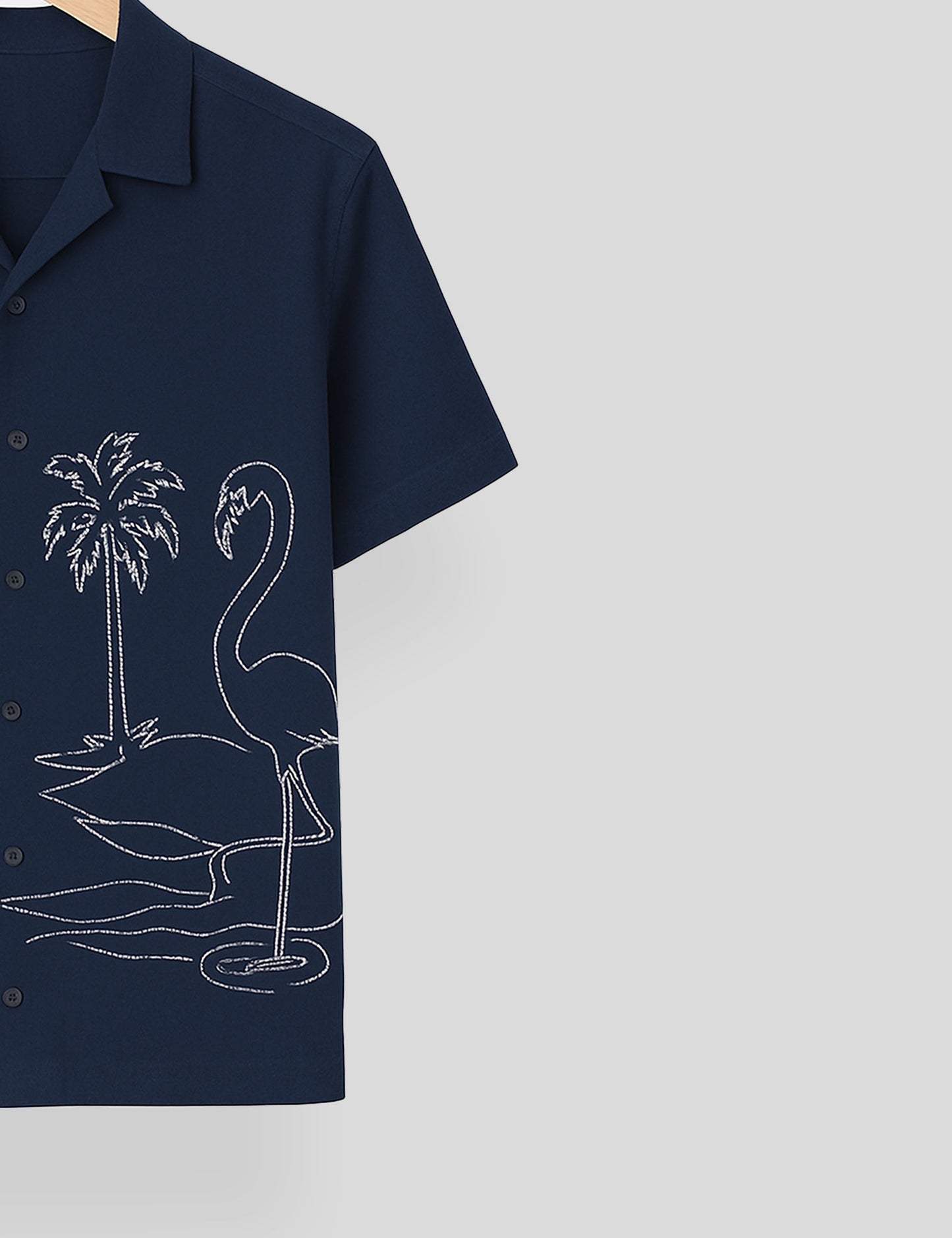 Navy Blue Swan Printed Essential Cotton Half Sleeve Shirt for Men Available in Multiple Colors - XPST
