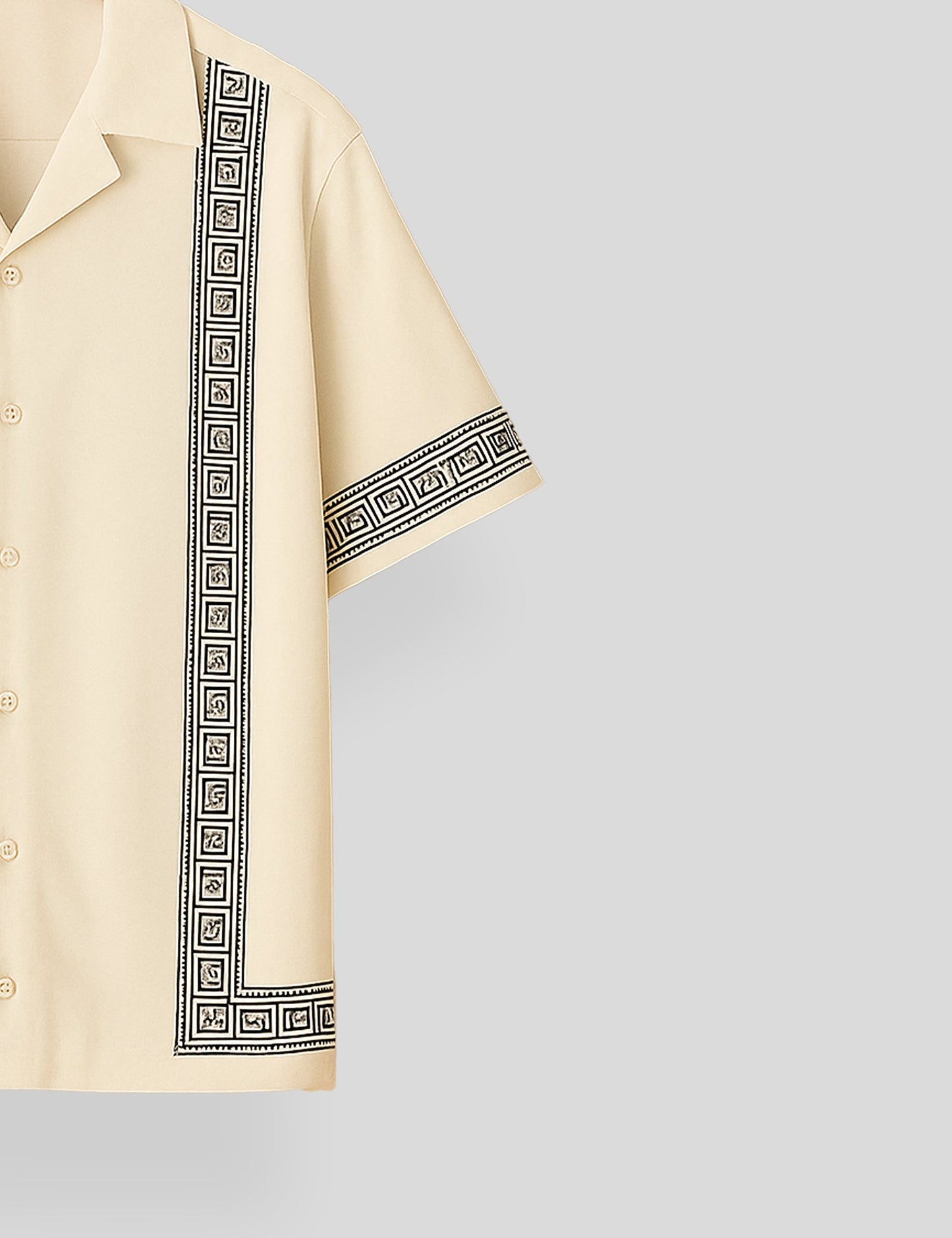 Cream Square Pattern SmartFit Mens Cotton Shirt Half Sleeves - XPST