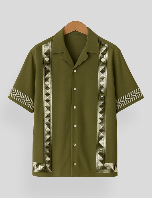 Mhendi Square Pattern SmartFit Mens Cotton Shirt Half Sleeves - XPST