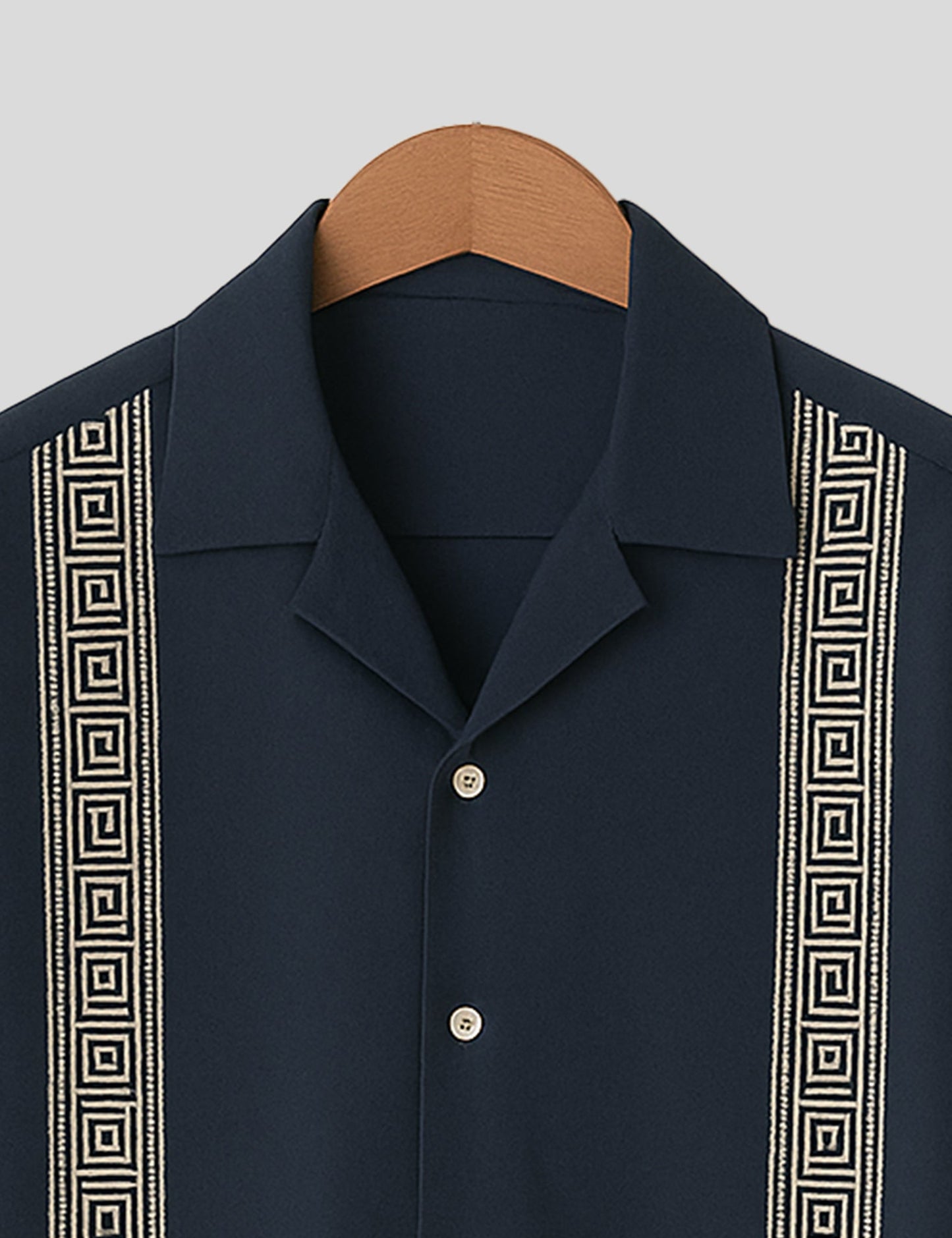 Navy Blue Square Pattern SmartFit Mens Cotton Shirt Half Sleeves - XPST
