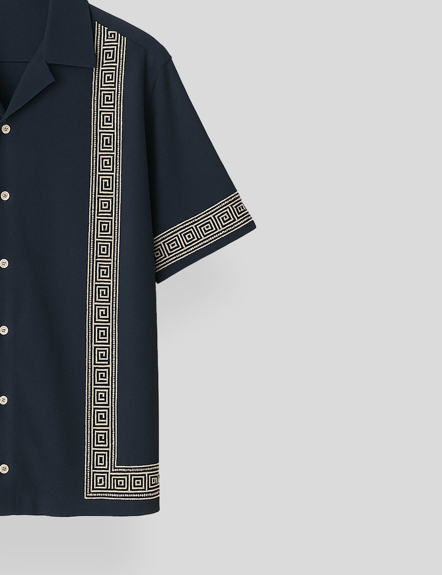 Navy Blue Square Pattern SmartFit Mens Cotton Shirt Half Sleeves - XPST