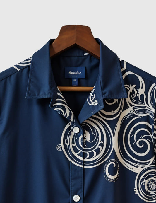 Blue Geometry Men's Half Sleeves Printed Shirt Exclusive