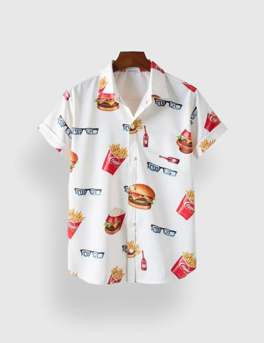 Burger and Fries Men's Half Sleeves Printed Shirt Exclusive