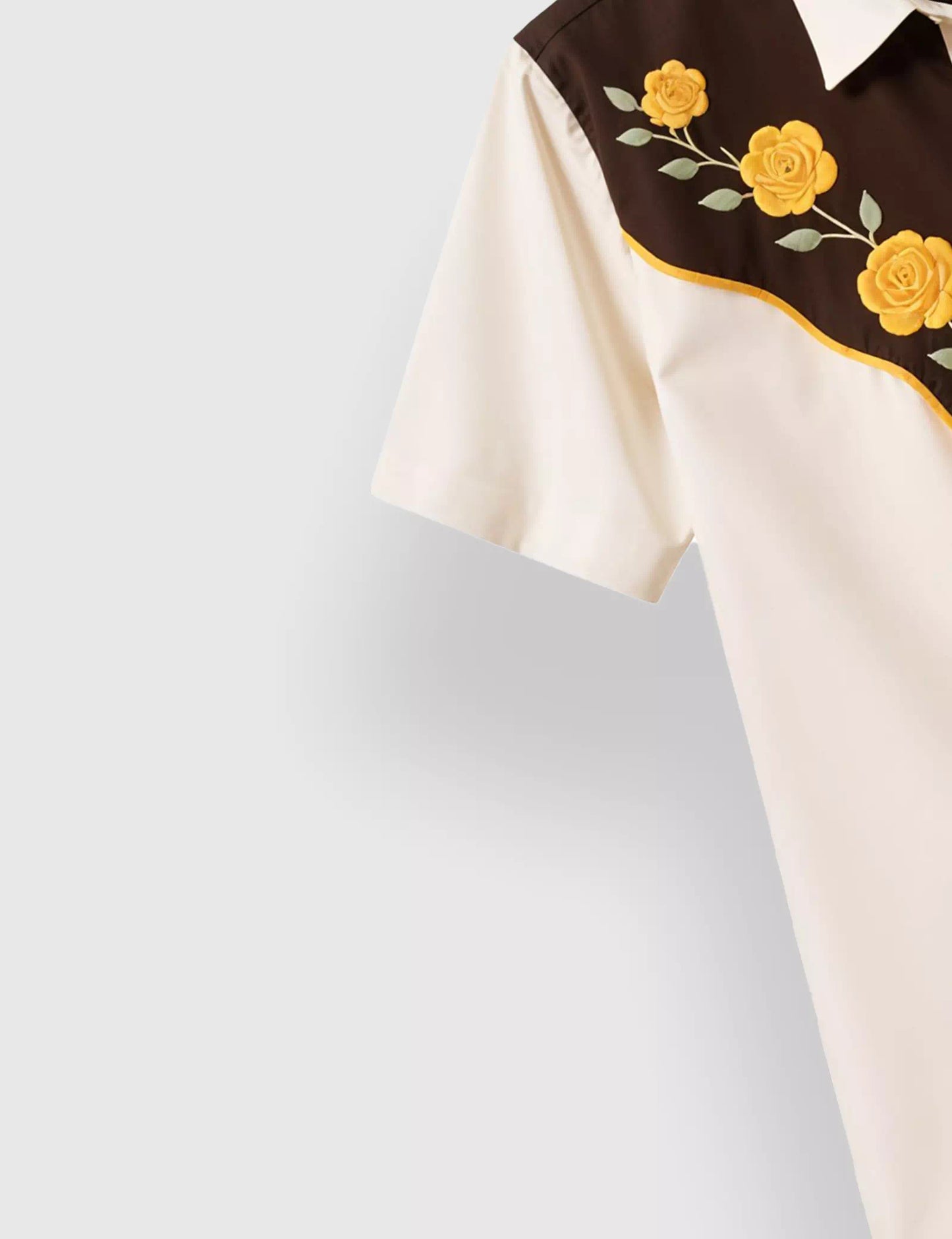 Brown Flowers Stripped Designer Men's Half Sleeves Printed Shirt Exclusive