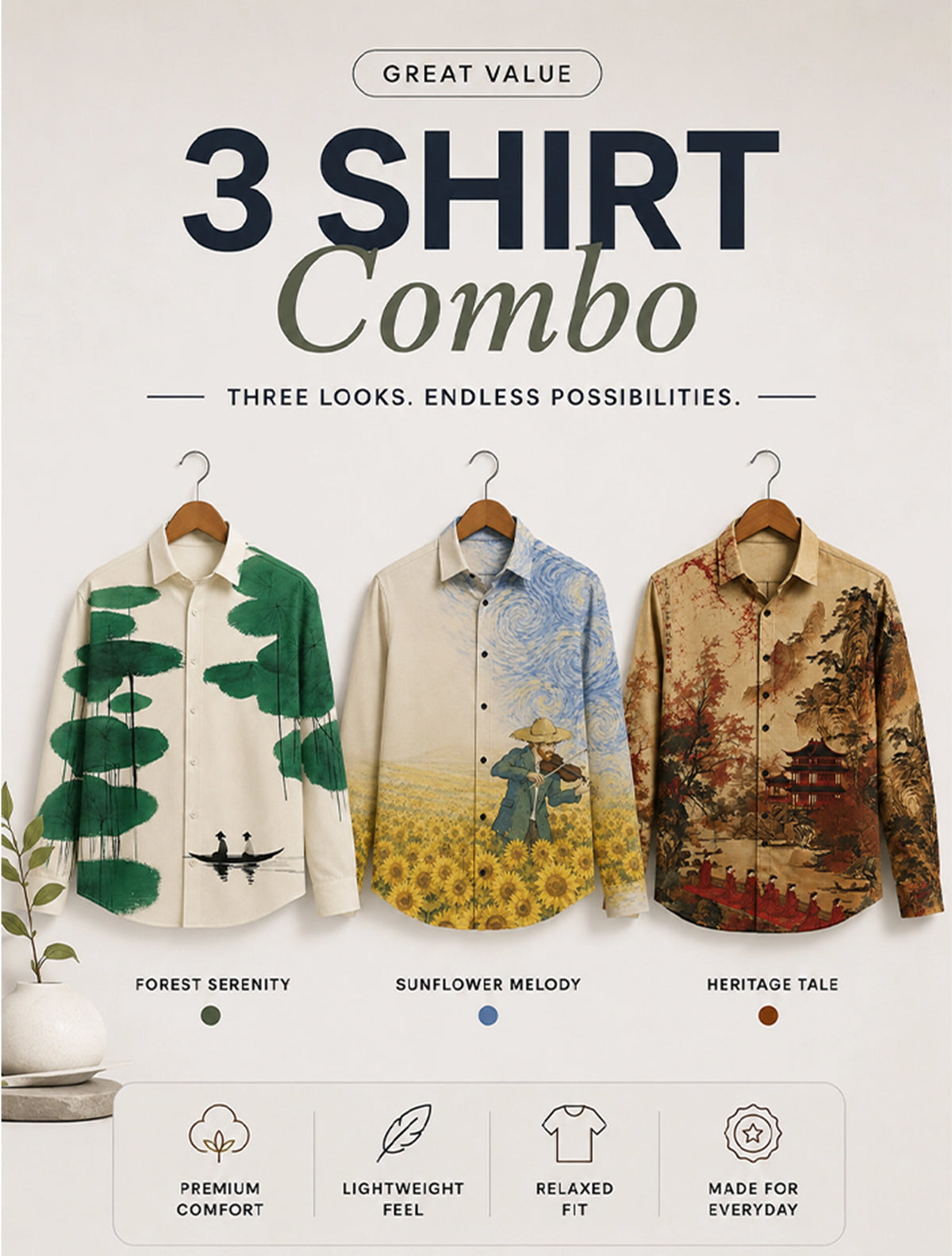 3 Premium Shirts Combo