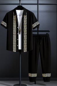 Black Border Men's Casual Half Sleeve Shirt and Trouser Co-ord Set