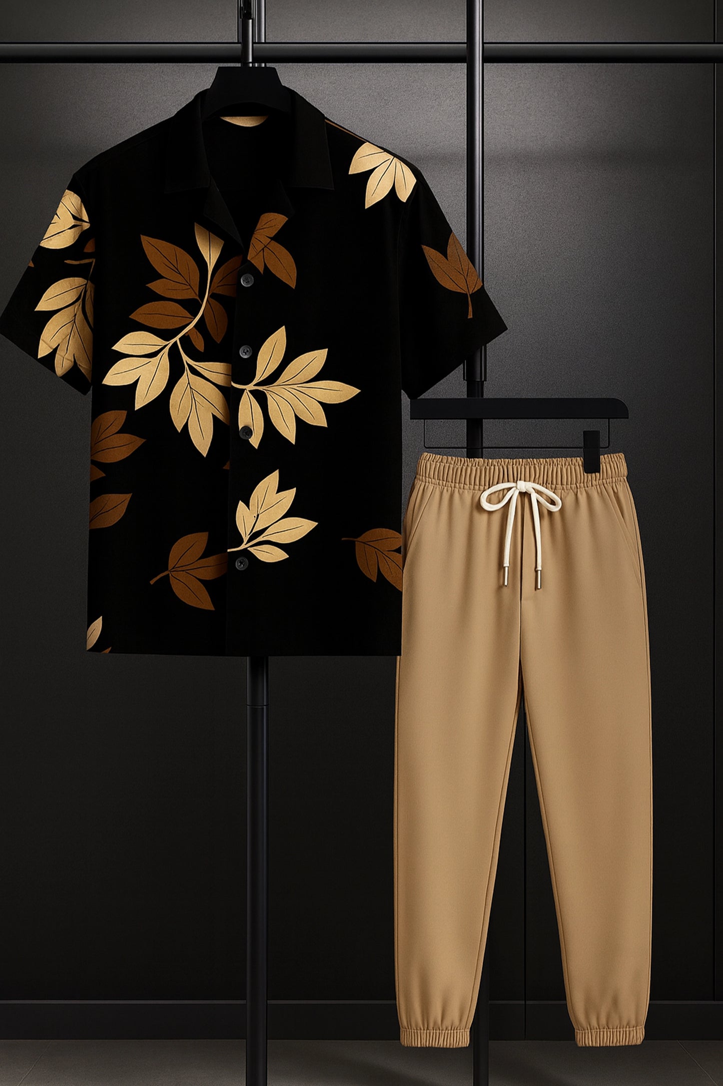 Black Leaf Men's Casual Half Sleeve Shirt and Trouser Co-ord Set