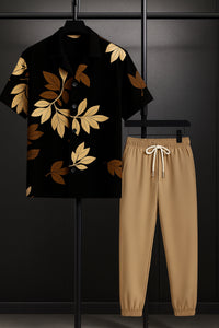 Black Leaf Men's Casual Half Sleeve Shirt and Trouser Co-ord Set