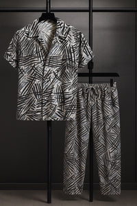 Black Scratch Men's Casual Half Sleeve Shirt and Trouser Co-ord Set