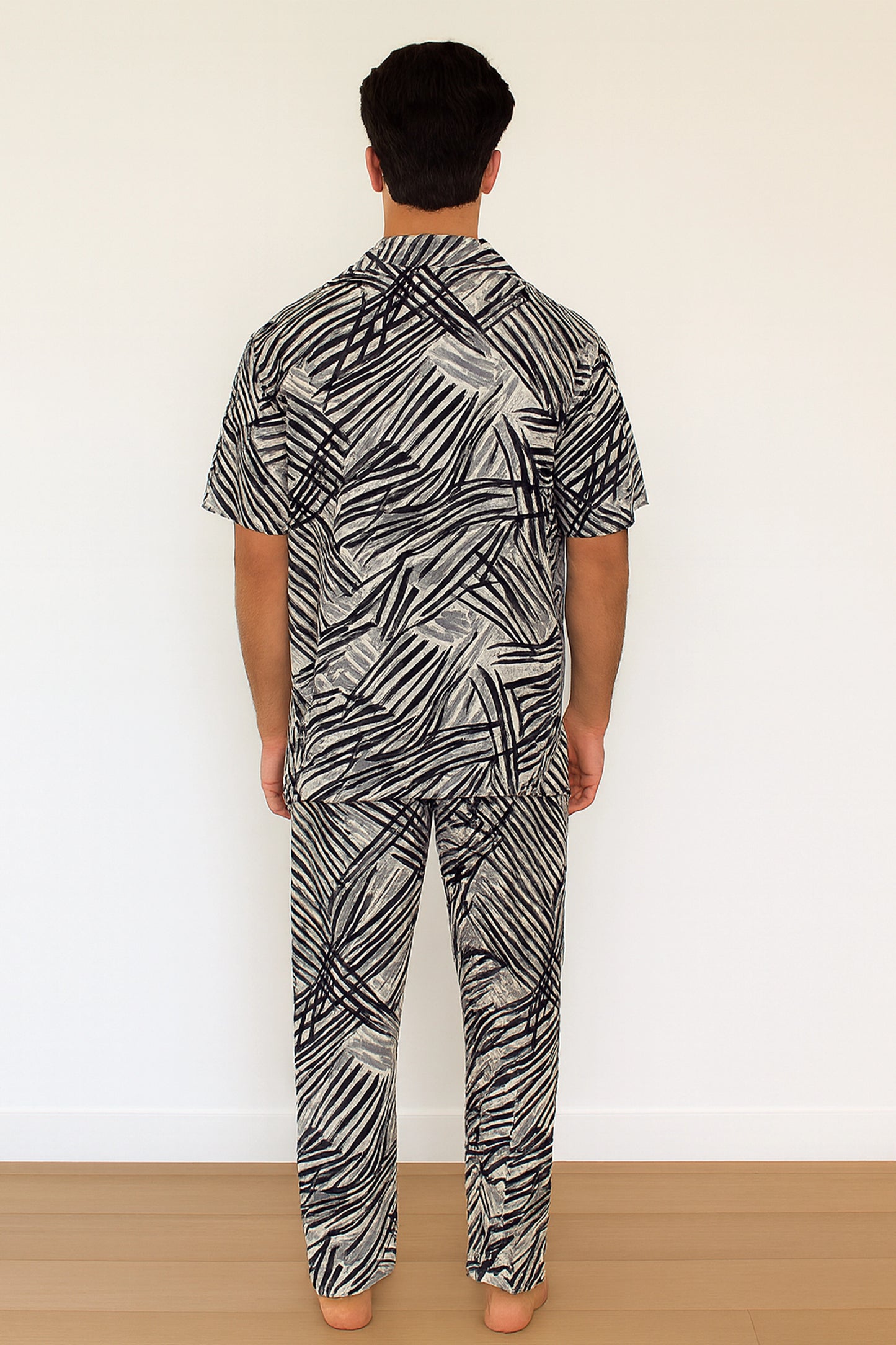 Black Scratch Men's Casual Half Sleeve Shirt and Trouser Co-ord Set