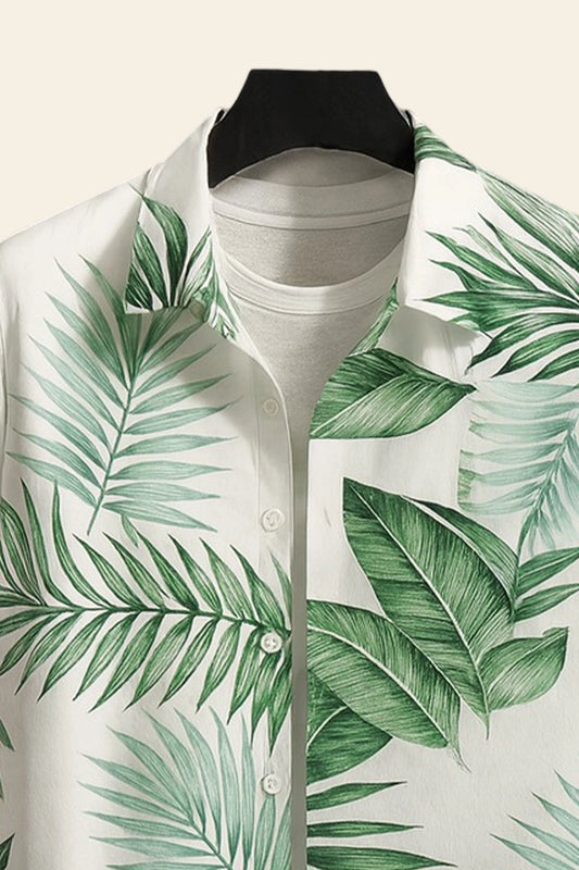 Green Leaf Men's Casual Half Sleeve Shirt and Trouser Co-ord Set
