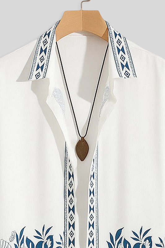White Border Men's Casual Half Sleeve Shirt and Trouser Co-ord Set