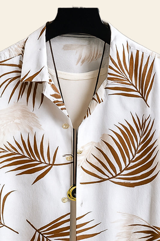 White Floral Men's Casual Half Sleeve Shirt and Trouser Co-ord Set