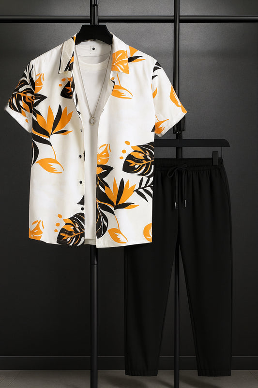 Yellow Leaf Men's Casual Half Sleeve Shirt and Trouser Co-ord Set