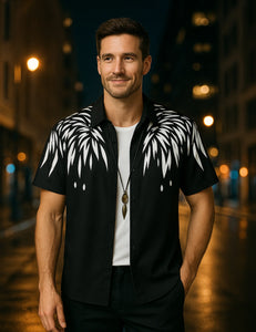 Black Splash Printed Essential Everyday Cotton Shirt for Men