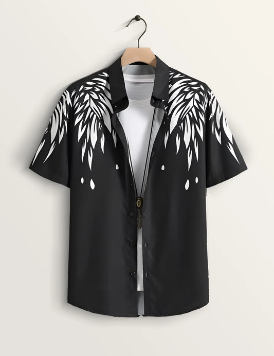 Black Splash Printed Essential Everyday Cotton Shirt for Men