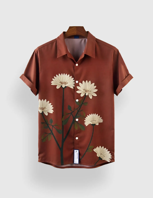 Maroon Lily Men's Half Sleeves Printed Shirt Exclusive