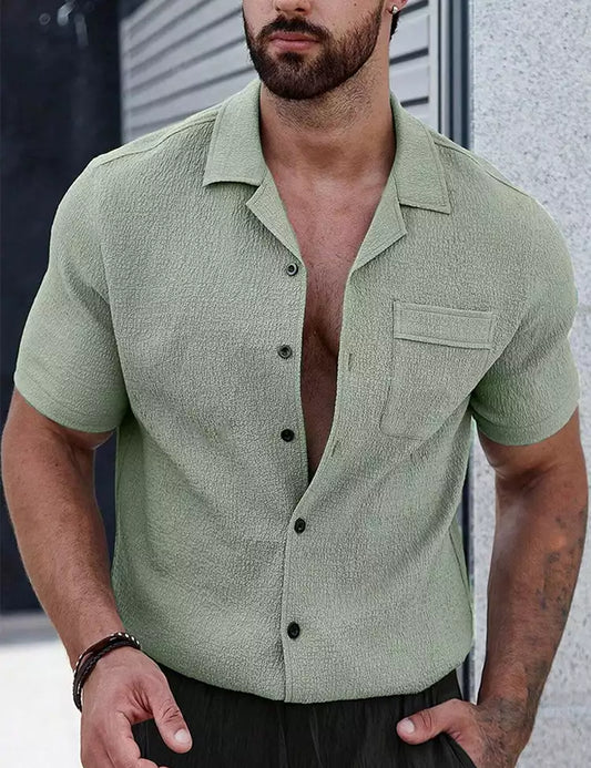 Mint Green Plain Shirt Cotton Material for Mens Available