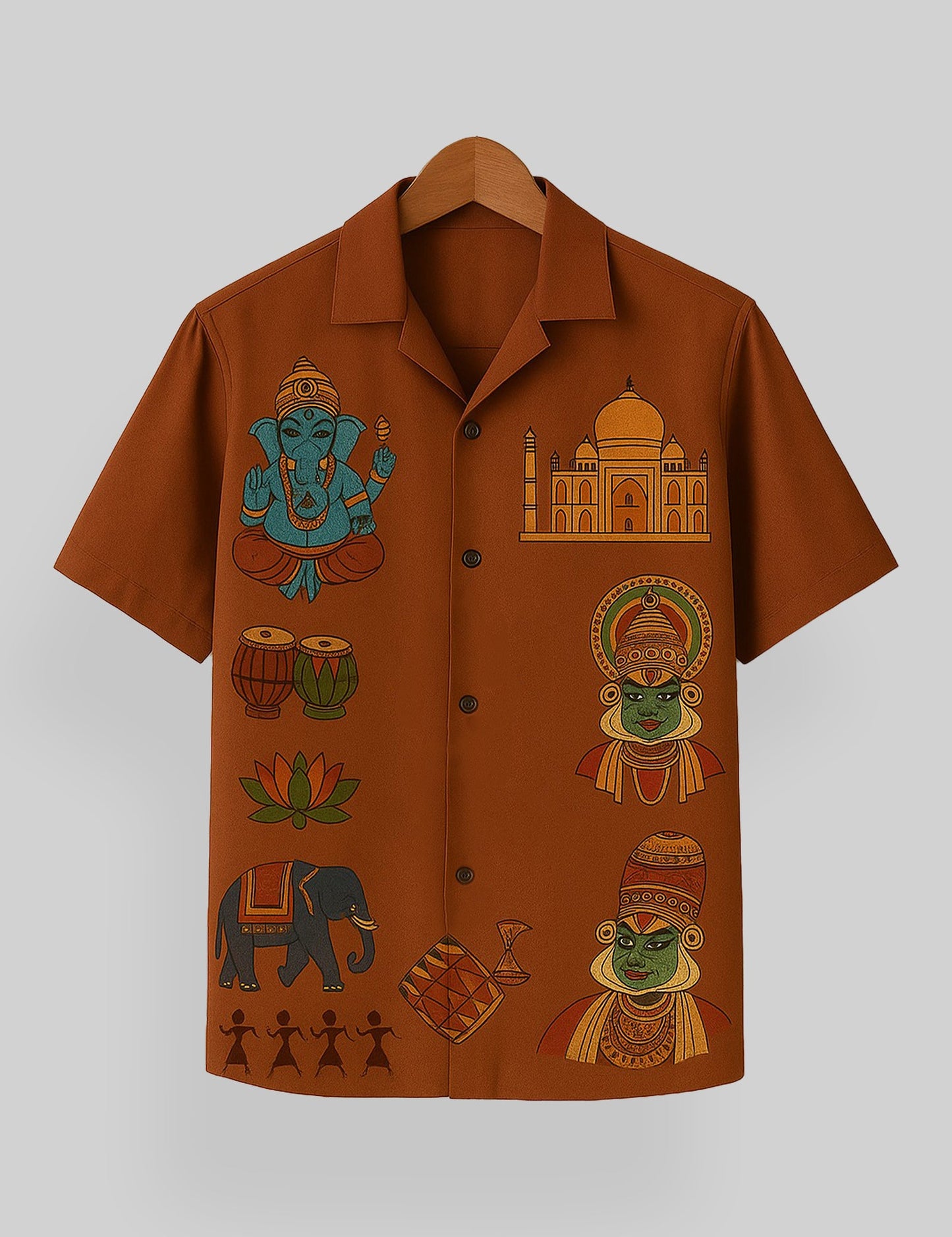 Ganpati Printed Pure Cotton Mens Shirt Half Sleeves - XPST