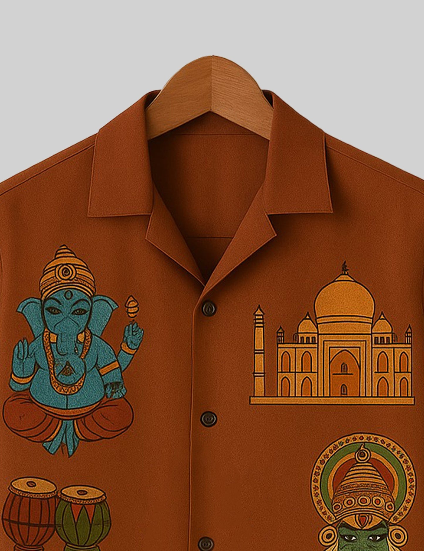 Ganpati Printed Pure Cotton Mens Shirt Half Sleeves - XPST