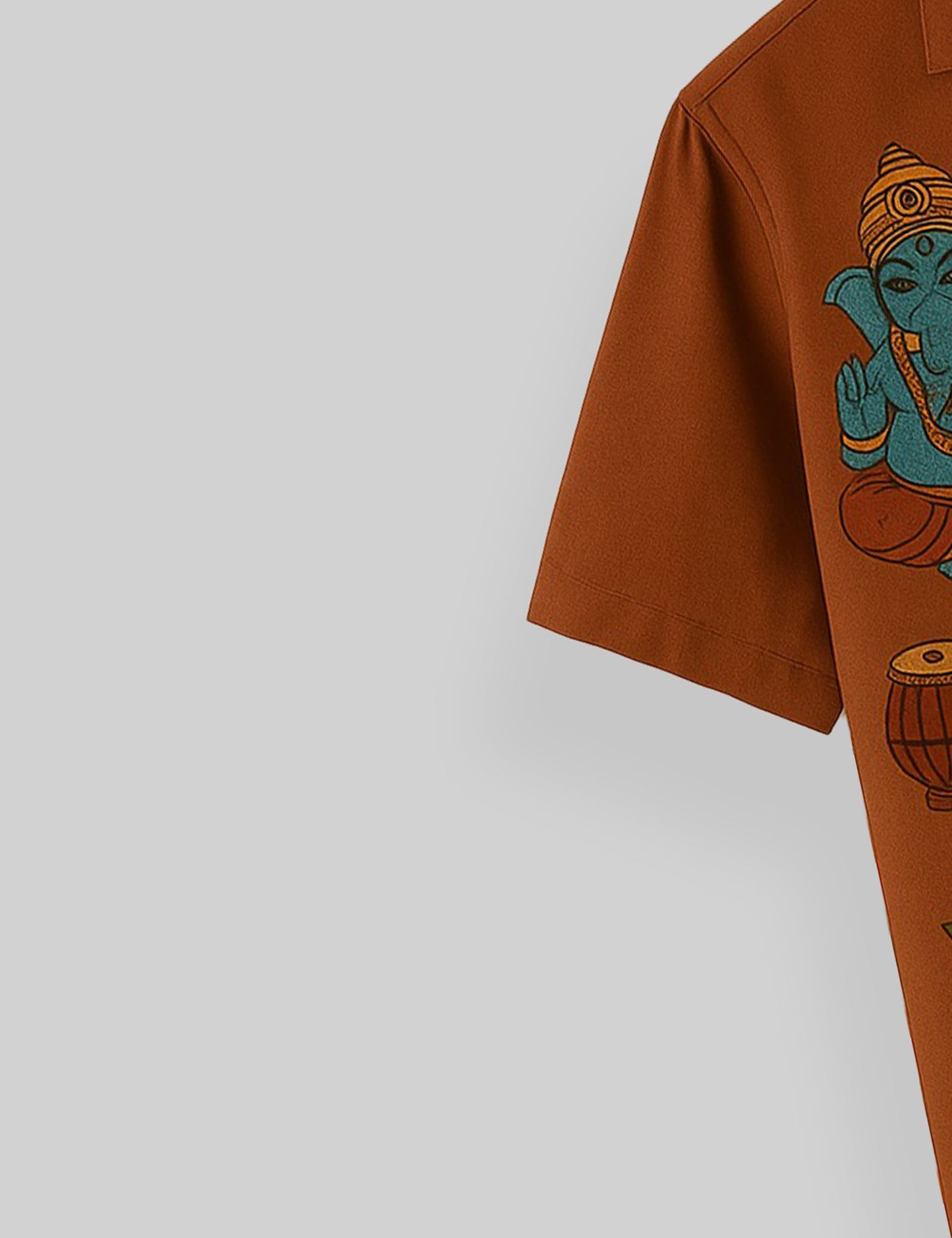 Ganpati Printed Pure Cotton Mens Shirt Half Sleeves - XPST