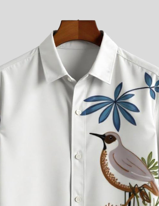 White Sparrow Printed Comfort Cotton Shirt for Men Half Sleeves - XPST