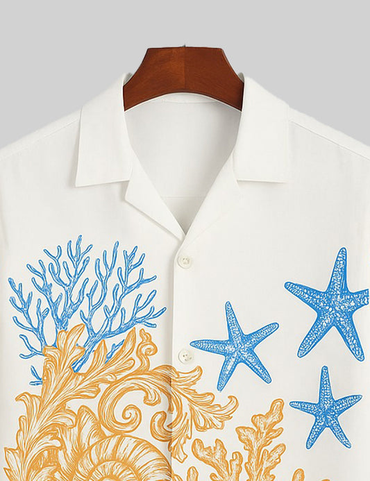 White Star Printed Comfort Cotton Shirt for Men Half Sleeves - XPST