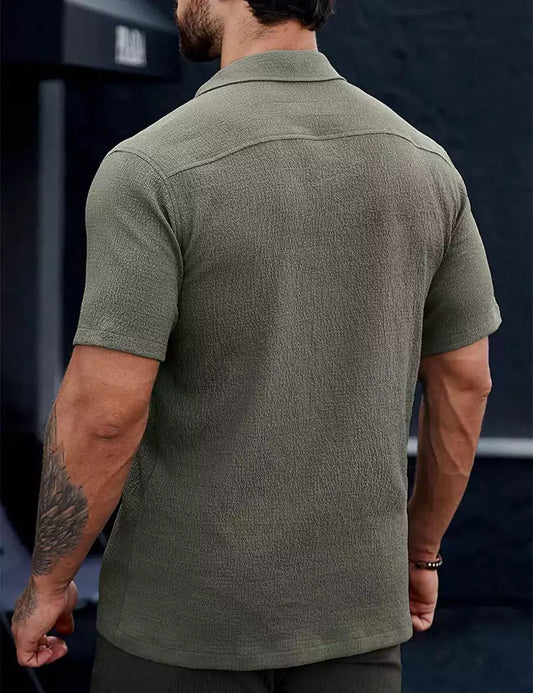 Olive Green Plain Shirt Cotton Material for Mens Available