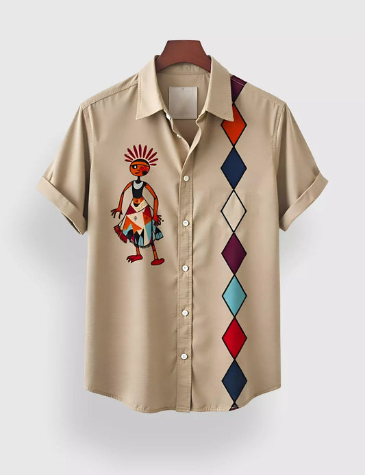 Pitch Block Dance Designer Men's Half Sleeves Printed Shirt Exclusive