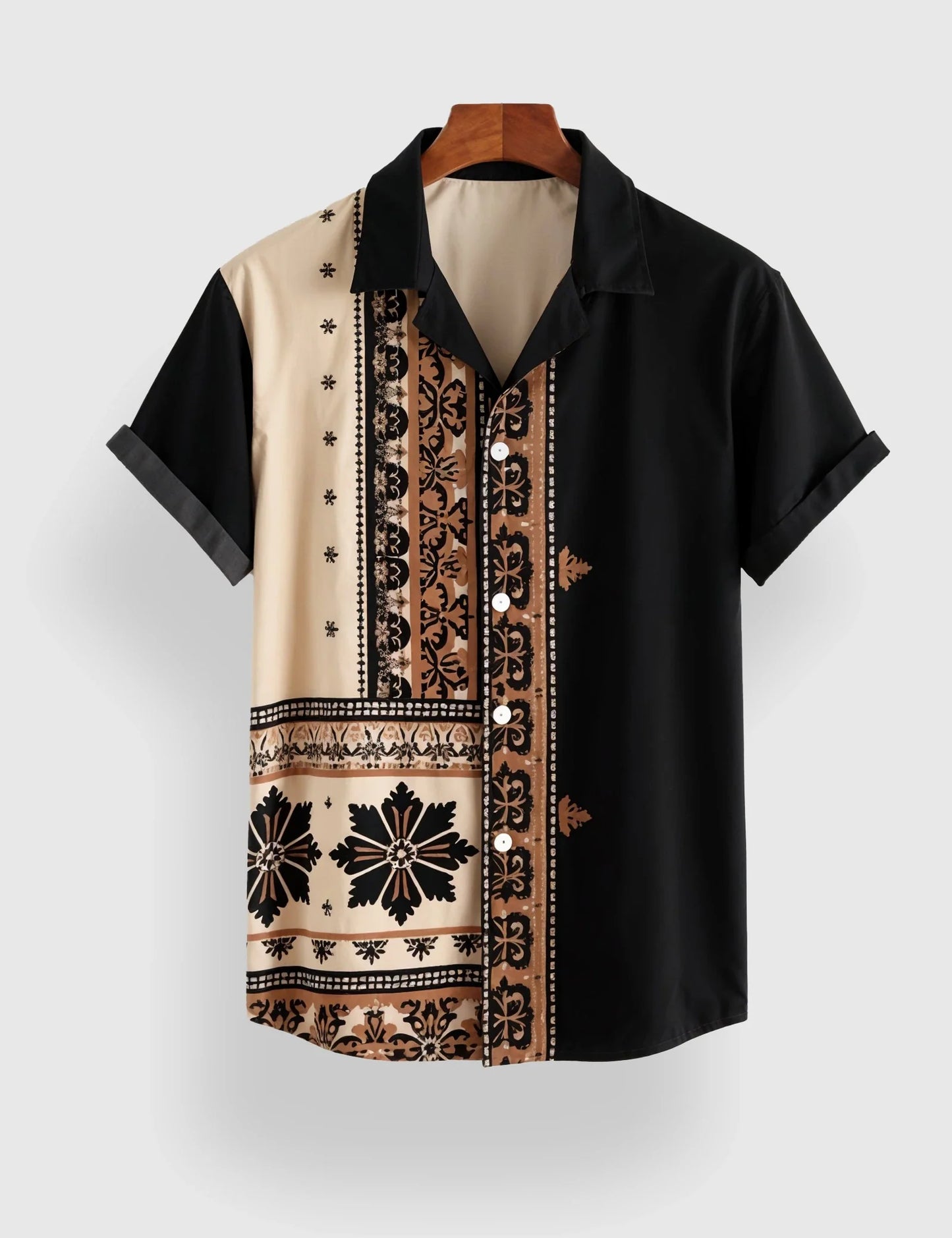 Green Patch Designer Men's Half Sleeves Printed Shirt Exclusive